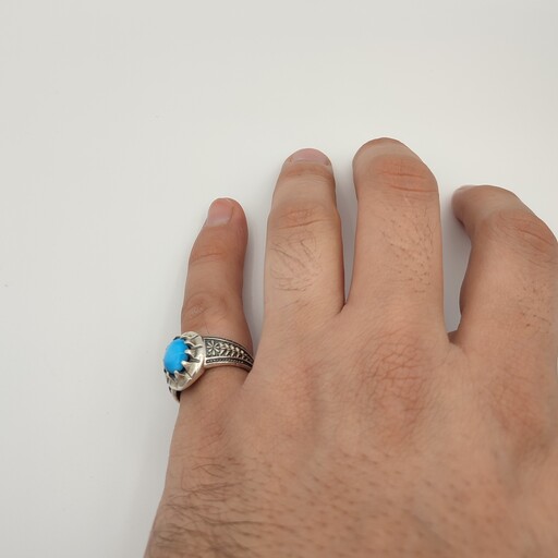 انگشتر فیروزه مصری، رکاب نقره 925، بسیار زیبا و شکیل 