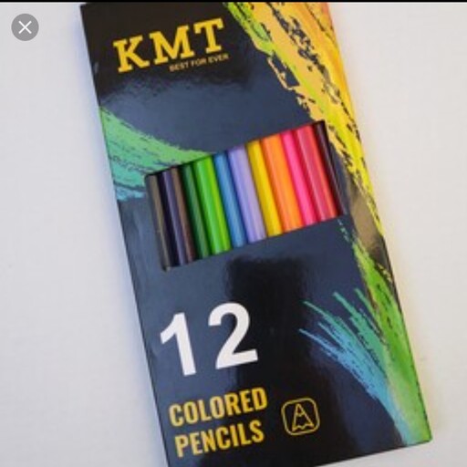 مداد رنگی 12 رنگ مثلثی جعبه مقوایی Kmt