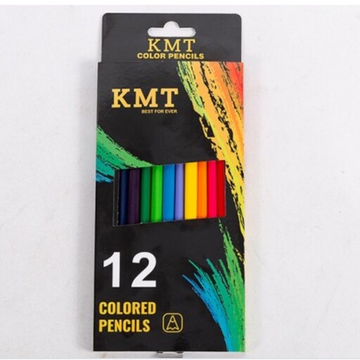 مداد رنگی 12 رنگ مثلثی جعبه مقوایی Kmt