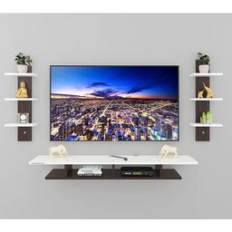 شلف TV دارای یک عدد میز دیواری و دو عدد شلف دیواری تمام MDF 