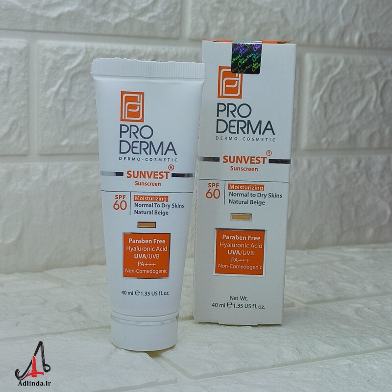کرم ضد آفتاب رنگی و مرطوب کننده پرودرما SPF60 مناسب پوست معمولی و خشک