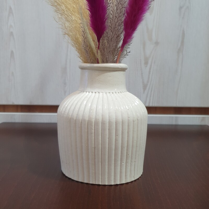 گلدان مراکشی رنگ سفید جنس سنگ مصنوعی (بتنی) 