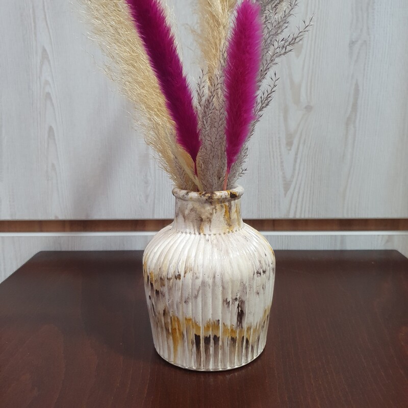 گلدان مراکشی جنس سنگ مصنوعی (بتنی) رنگ قهوه ای خردلی 