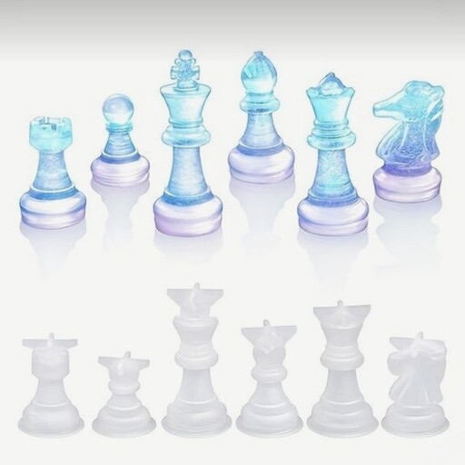 قالب سیلیکونی وارداتی پک 6 عددی مهر شطرنج  سه بعدی مناسب برای رزین و سنگ مصنوعی 