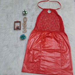 لباس خواب سایز بزرگ براق Delwin کد 063 - قرمز و مشکی