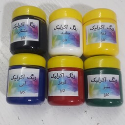 رنگ اکرلیک مات مناسب رنگ کردن بوم  ام دی اف خام  ( پوشش بالا) پک 6 عددی 