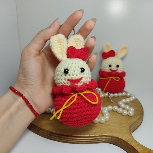عروسک دست بافت خرگوش نقلی (قابل سفارش)              