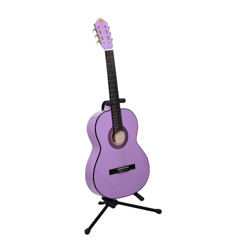 گیتار کلاسیک رنگ بنفش  مارک CLASSIC همراه با سافت کیس ضدضربه و پیک(مضراب گیتار) و ارسال رایگان