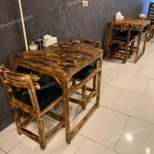 میزصندلی کمجا کافه ای ناهارخوری روستیک سنتی میزوصندلی کافه ای جدید نهارخوری 2نفره چوبی ارسال بصورت پسکرایه 