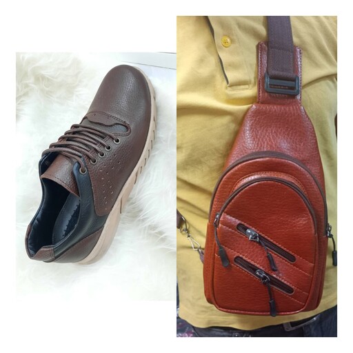 ست کیف و کفش مردانه  کفش چرمی مردانه بادی بگ