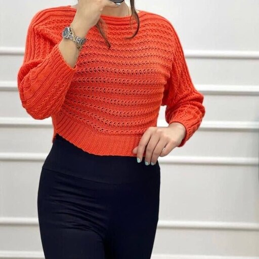 کراپ زنانه کراپ بافت جنس بافت اکرلیک رنگ بندی فول سایز بندی  فری 36 تا46