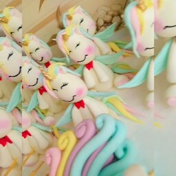 تاپر اسب تک شاخ  و رنگین کمان  مناسب برای کیک های دخترونه