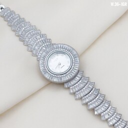 ساعت نقره روکش طلا عیار 925 جواهری ضد آب موتور ژاپن با کارت گارانتی کاملا تضمینی  مدل فلامینگو