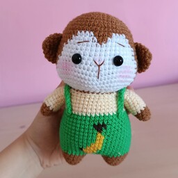 عروسک میمون بامزه  با لباس سبز