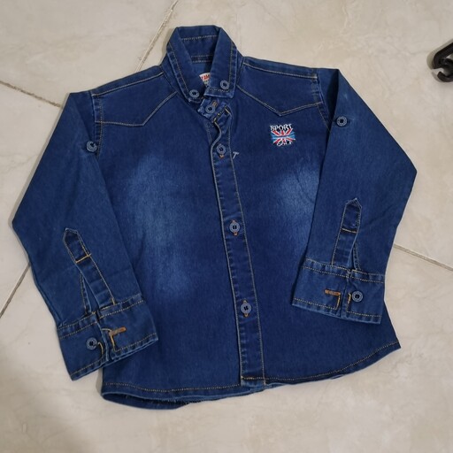 پیراهن جین پسرانه جنس درجه یک بدون جیب رنگ آبی سایز 1 ،2،3