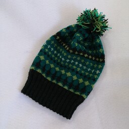 کلاه دستباف اسپرت طرح دار رنگ سبز