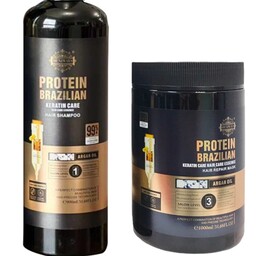 ست شامپو و ماسک پروتئین برزیلی هر دو حاوی کراتینه و پروتئین برزیلی خالص مباشند دارای هلوگرام اصالت کاملا اورجینال