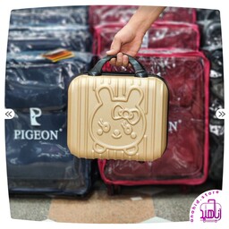 چمدان کودک - بچگانه دخترانه طرح خرگوش  برجسته رنگ طلایی  (فقط کیف دستی)