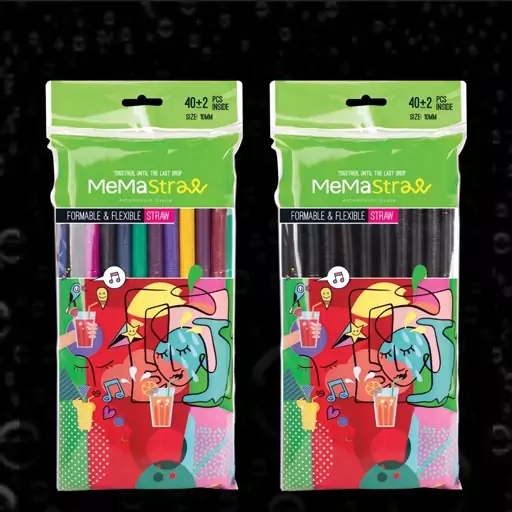 نی نوشیدنی تاشو فنری می ما استرا  mema straw قطر 10 میل 40 عددی