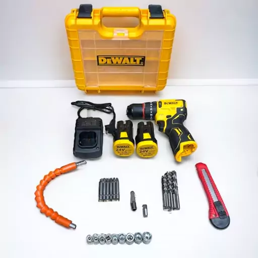 دریل 18 ولت واقعی شارژی دیوالت مدل DeWalt 24V موتور براشلس 