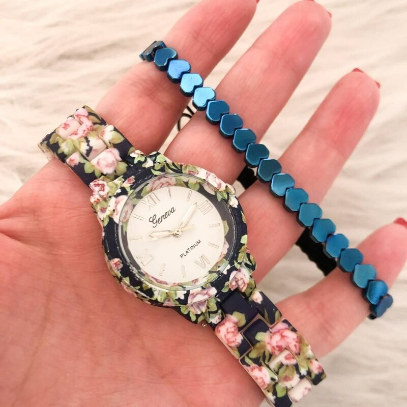 ساعت دخترانه طرح سرامیکی همراه با دستبند ست 