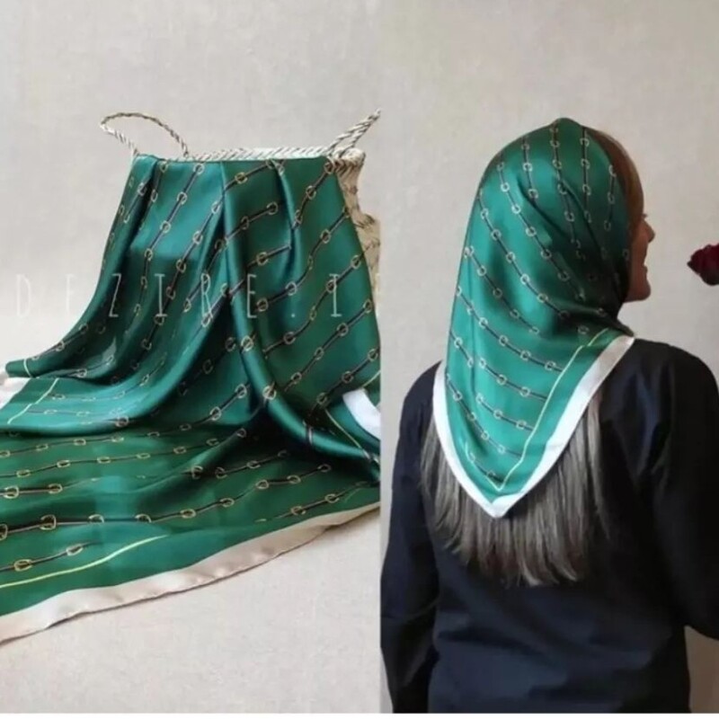 روسری ابریشمی قواره کوچک سبز وارداتی مناسب یلدا با ارسال رایگان
