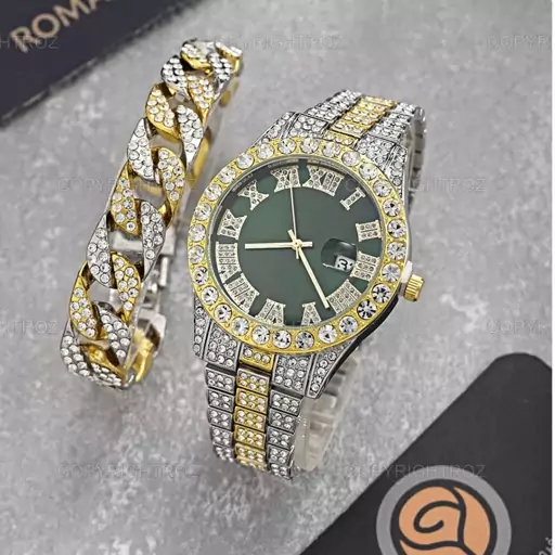 ساعت مردانه فول نگین رولکس ROLEX مدل 1804 بدون دستبند