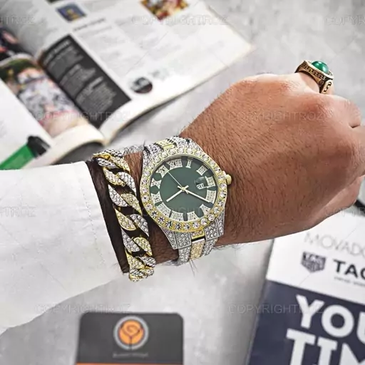 ساعت مردانه فول نگین رولکس ROLEX مدل 1804 بدون دستبند