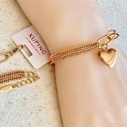 دستبند ژوپینگ زنجیر کارتیر با آویز قلب طلایی