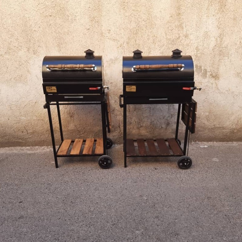 باربیکیو 50 و 60 سانت گازی با میز کار تاشو و شعله پوش چدن مناسب با قیمت پایین کبابپز منقل کبابی