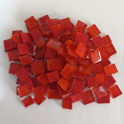 کاشی شیشه ای رنگ قرمز  مخصوص هنر موزاییک بسته پنج عددی