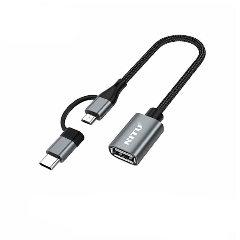 کابل تبدیل USB به USB -c microUSB نیتو مدل NT-CN21 طول 0.24 متر


