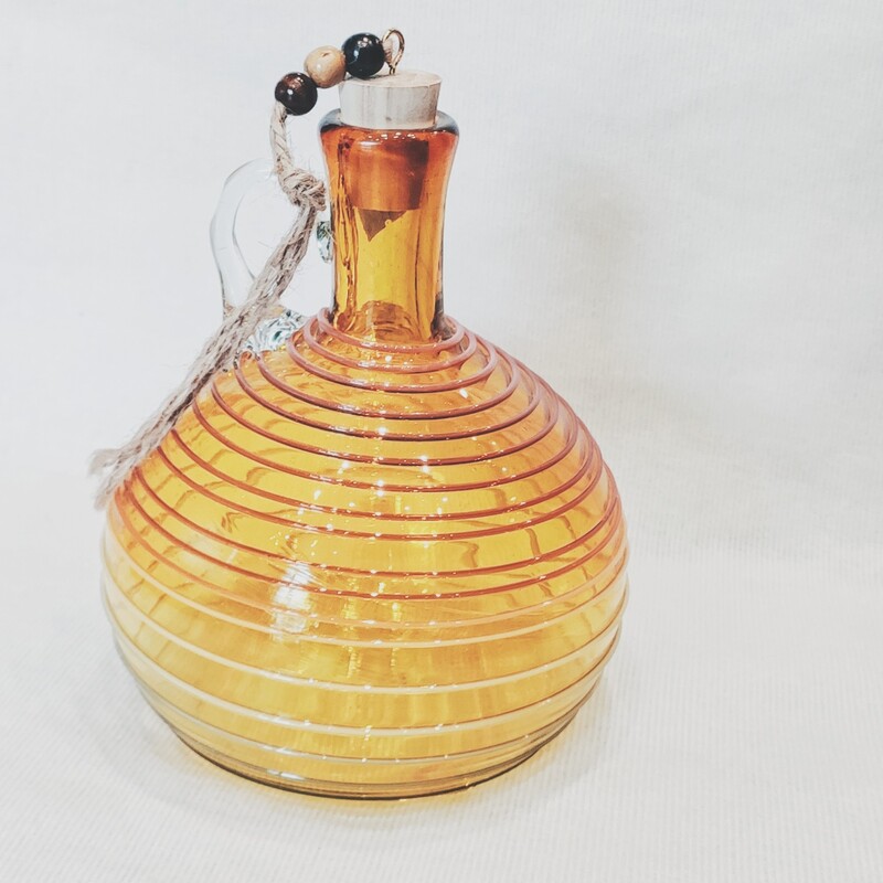بطری یا گلدان شیشه دستساز عسلی نارنجی