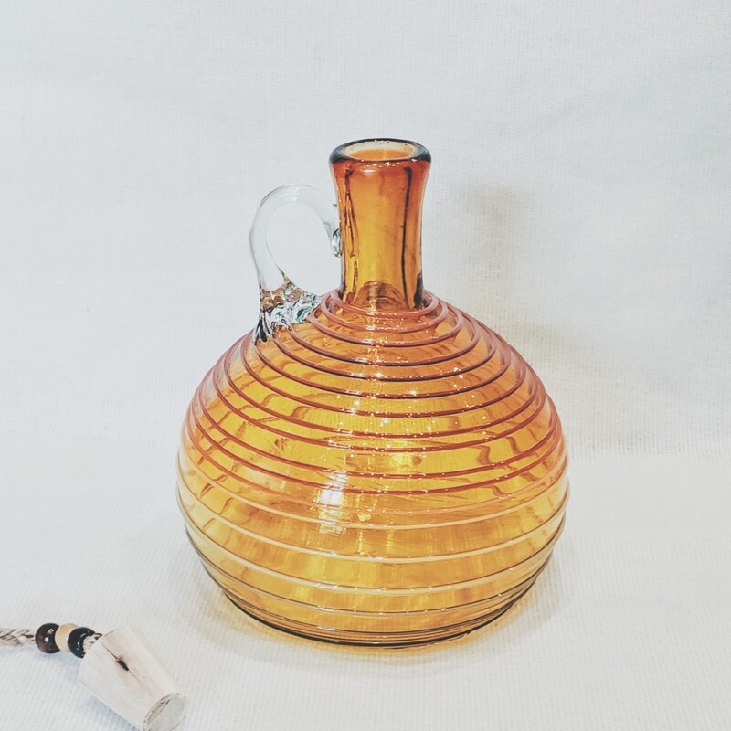 بطری یا گلدان شیشه دستساز عسلی نارنجی