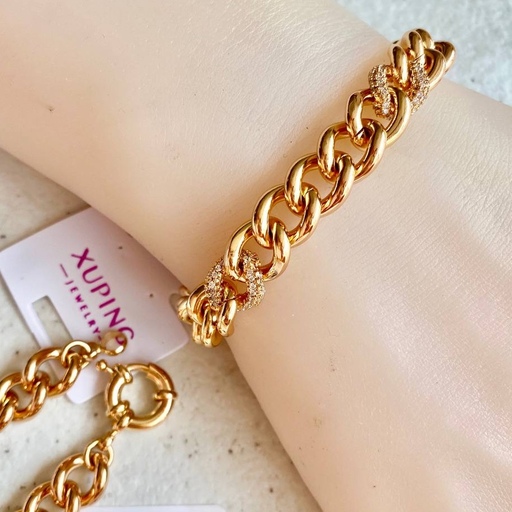 دستبند ژوپینگ دستبند زنانه ژوپینگ رنگ ثابت طرح طلا طول  19 سانت با ارسال رایگان