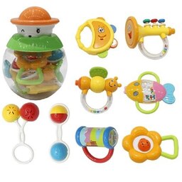 ست جغجغه طرح خرس دلقک  rattle set کد 6508 هشت عددی