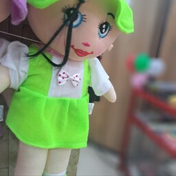 عروسک پولیشی دختر کلاه دار و جوراب دار چشم رنگی (40 سانتی متر)