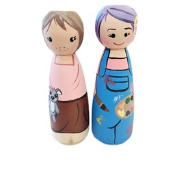 عروسک چوبی طرح دختر و پسر نقاش