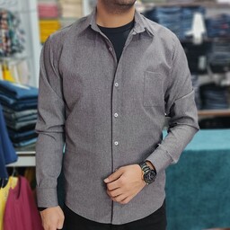 پیراهن مردانه آستین بلند پاییزی جنس شاتن دو نخ مردانه در شش رنگ و چهار سایز 