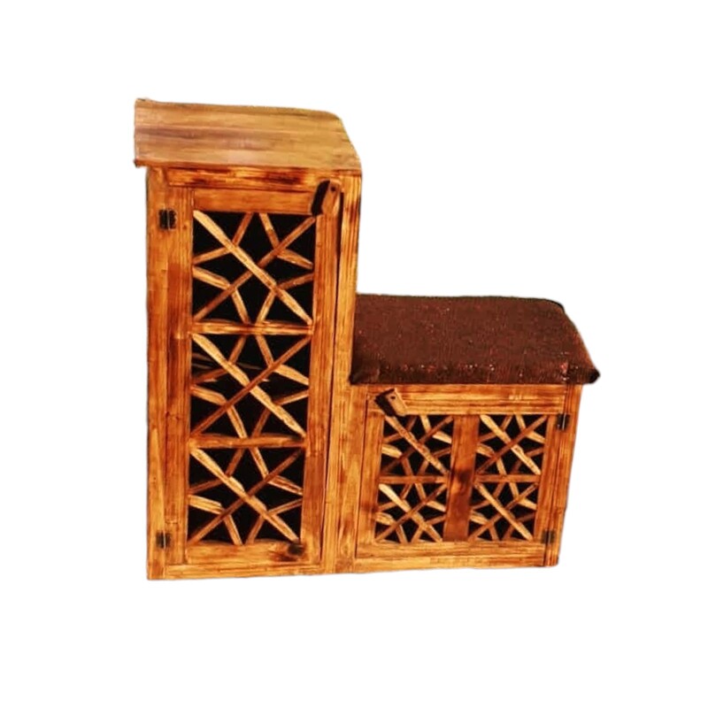 جاکفشی نشیمن دار چوبی با طراحی گیرا و کلاسیک همراه با کیفیت بی نظیر و ضمانت شده