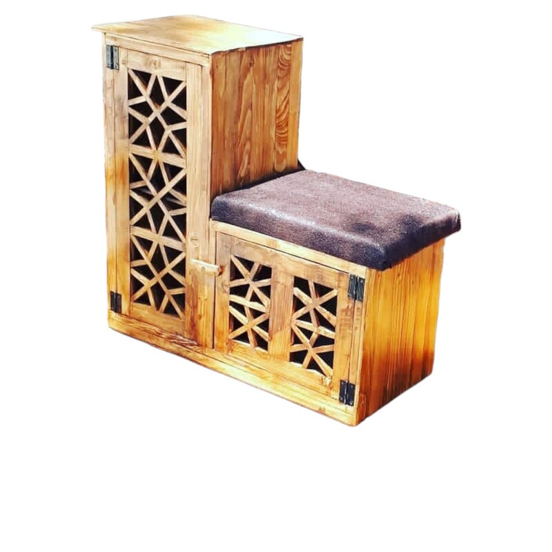 جاکفشی نشیمن دار چوبی با طراحی گیرا و کلاسیک همراه با کیفیت بی نظیر و ضمانت شده