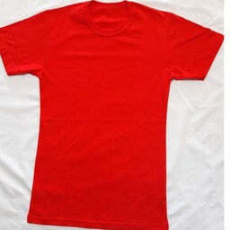تیشرت مردانه یقه گرد آستین کوتاه پنبه قرمز قابل چاپ و شستشو در سایزهای L-M-S