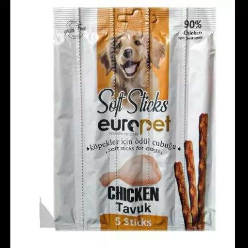 تشویقی مانچی مدادی سگ یوروپت با طعم بره و مرغ Europet soft sticks with lamb 