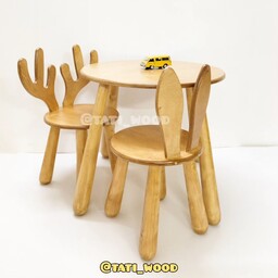 میز و صندلی کودک تاتی(میز و دو عدد صندلی ) ،تمام چوب ، سایز یک(2 تا 6 سال)، هزینه ارسال پس کرایه 
