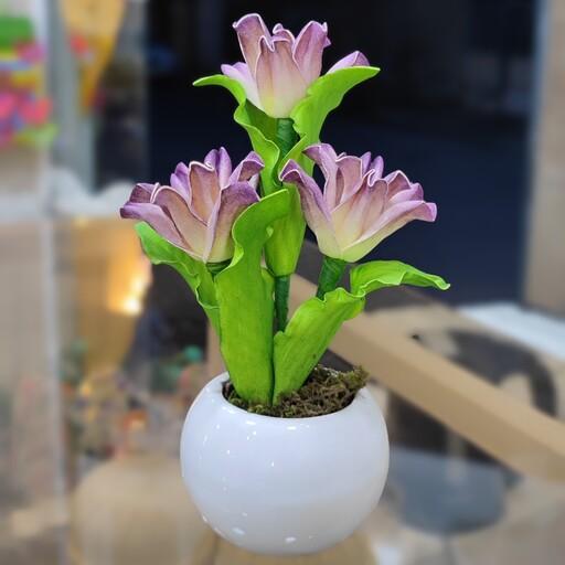 گل گلدان مصنوعی فومی قابل شستشو چهار رنگ مختلف دکوری تزئینی 