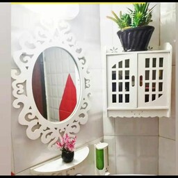 ست آینه شلف بیضی  و باکس حمام مناسب برای حمام و توالت ضد آب 