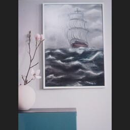تابلو نقاشی کشتی در طوفان