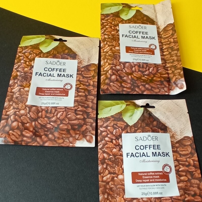 ماسک ورقه ای قهوه روشن کننده شفافیت پوست آبرسانی عمیق مغذی کلاژن سازی بستن منافذ کاهش چین و چروک