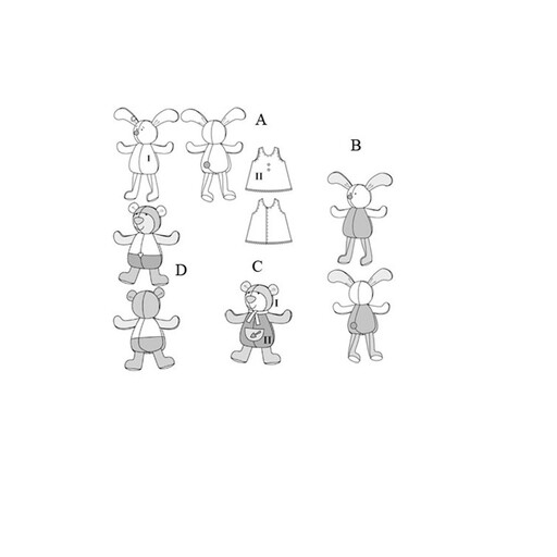الگو خیاطی عروسک خرگوش و خرس بوردا استایل کد 7409