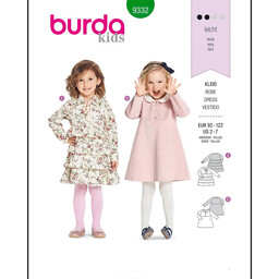 الگو خیاطی مانتو و پیراهن دخترانه مجله بوردا استایل کد 9332 متدمولر سایز 2 تا 7 سال